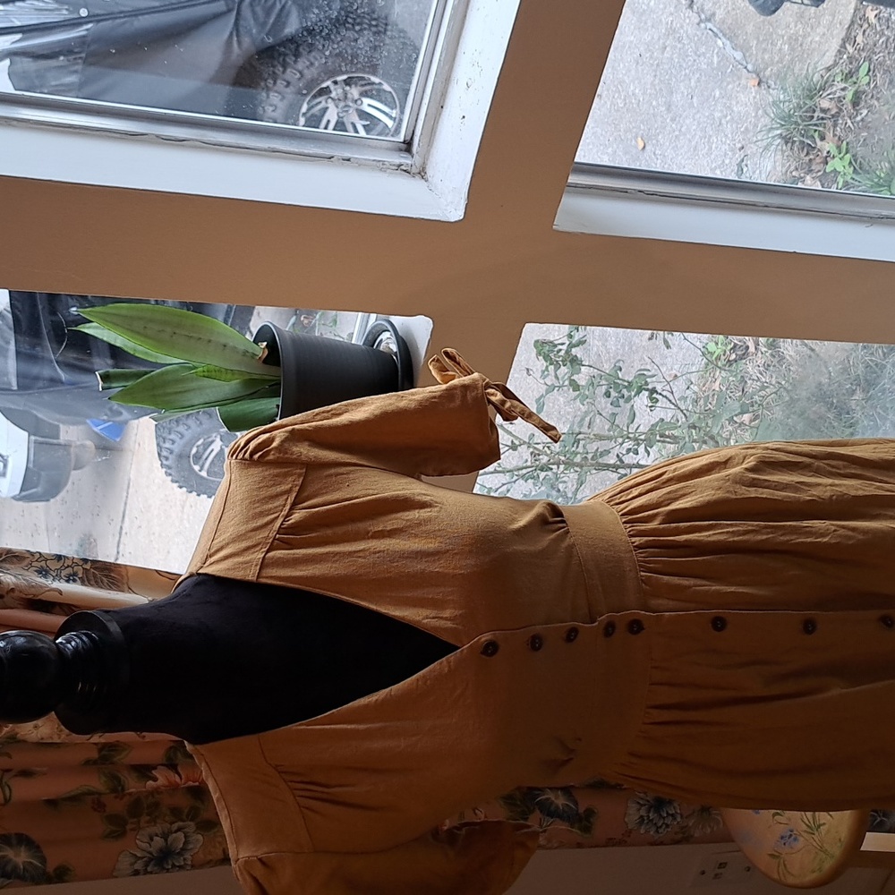 Lomg mustard yellow dress